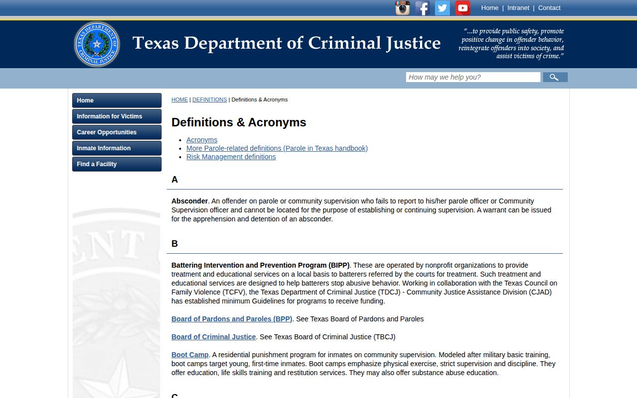 TDCJ definition of projected release date for Texas prisoners